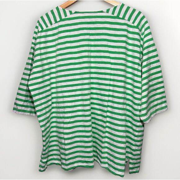 Talbots Green and White Striped Tee - Picture 2 of 5